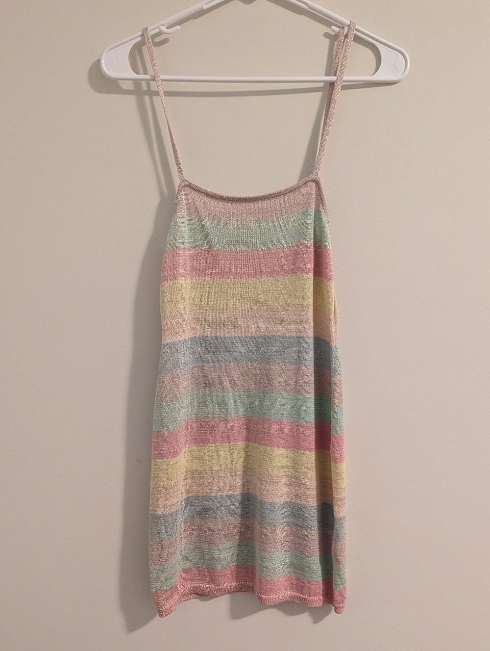 LoveShackFancy Pastel Multicolor Striped Knit Slip Mini dress size P